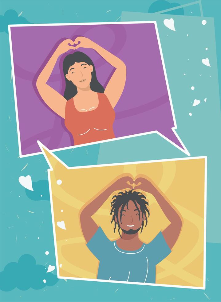 couple in speech bubbles vector