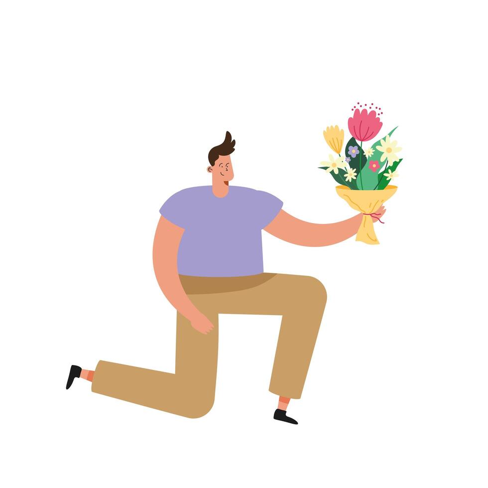 male lover with flowers vector