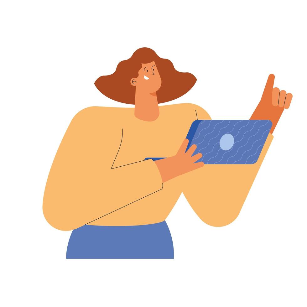 female worker using laptop vector