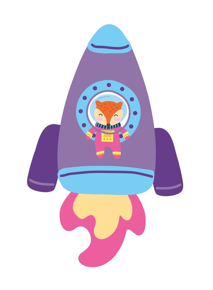 astronaut fox cartoon vector