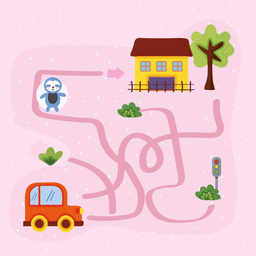 sloth bear in maze vector