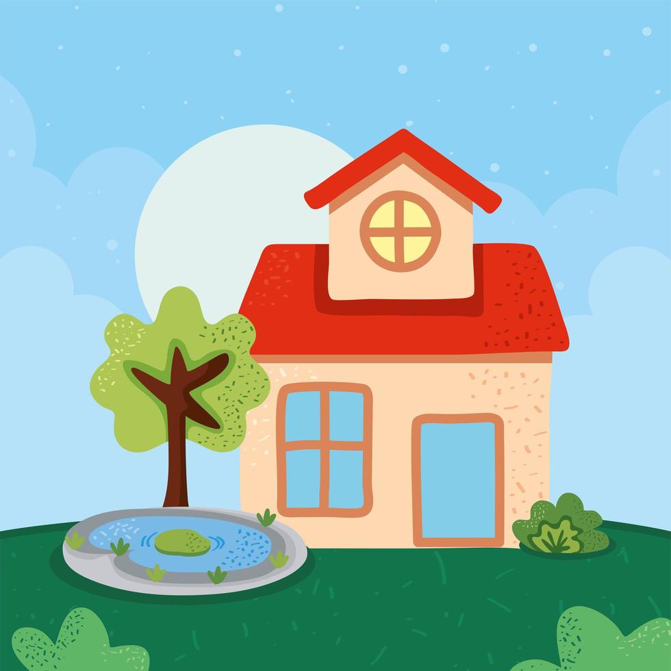 cute home and tree vector