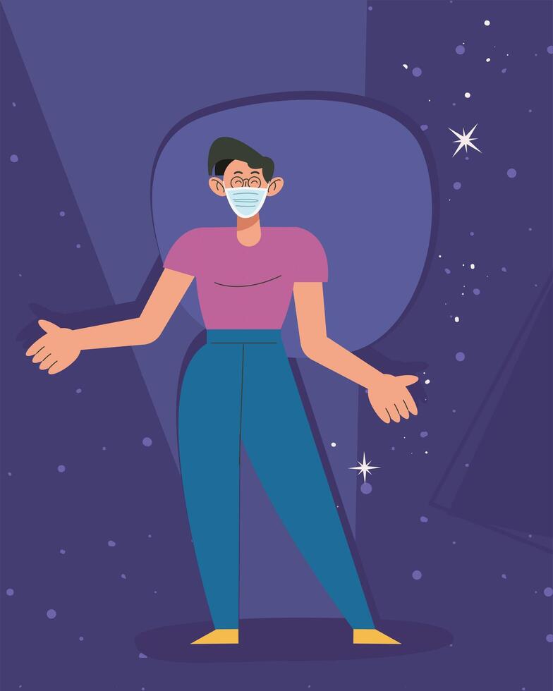 man wearing face mask and glasses 6164035 Vector Art at Vecteezy