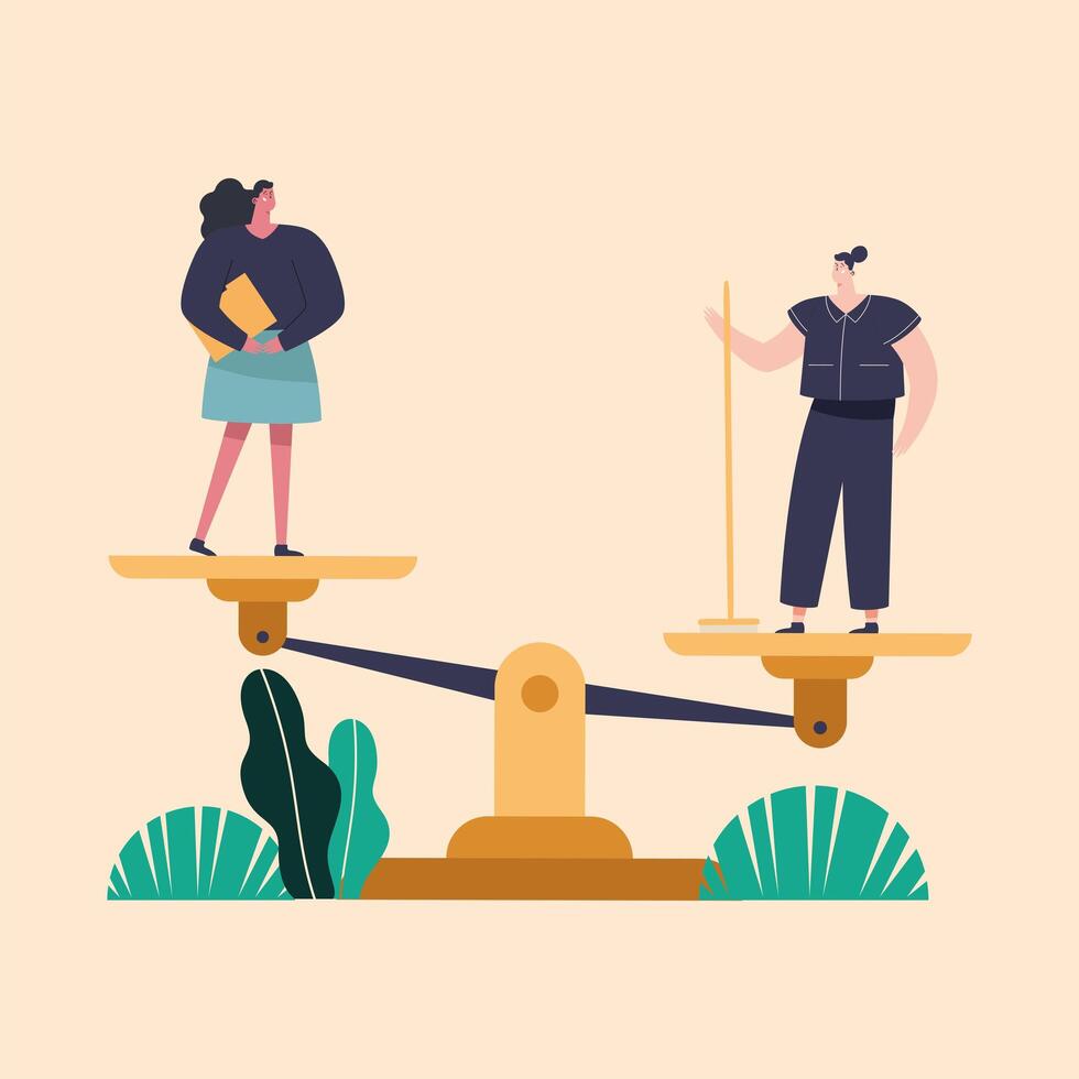 business couple in balance vector