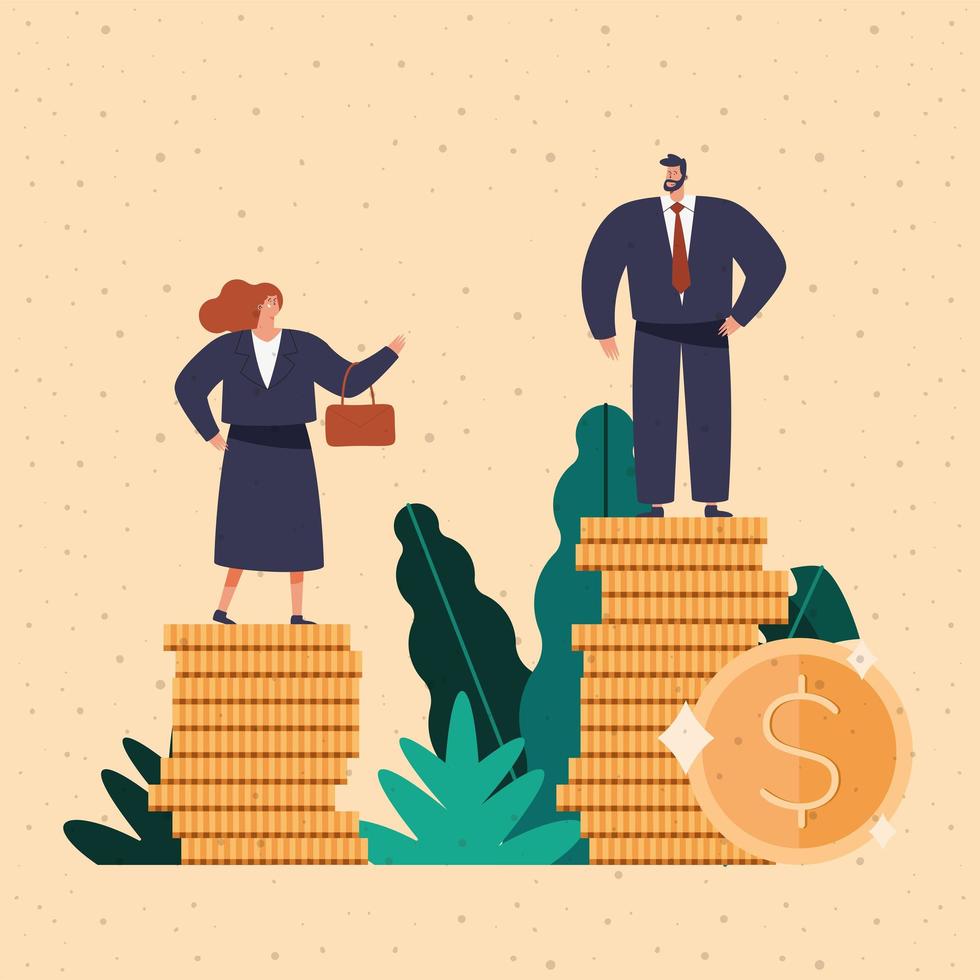 business couple in coins vector