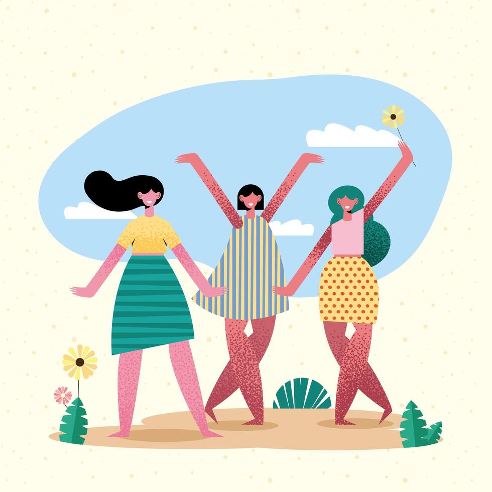 girls at beach vector