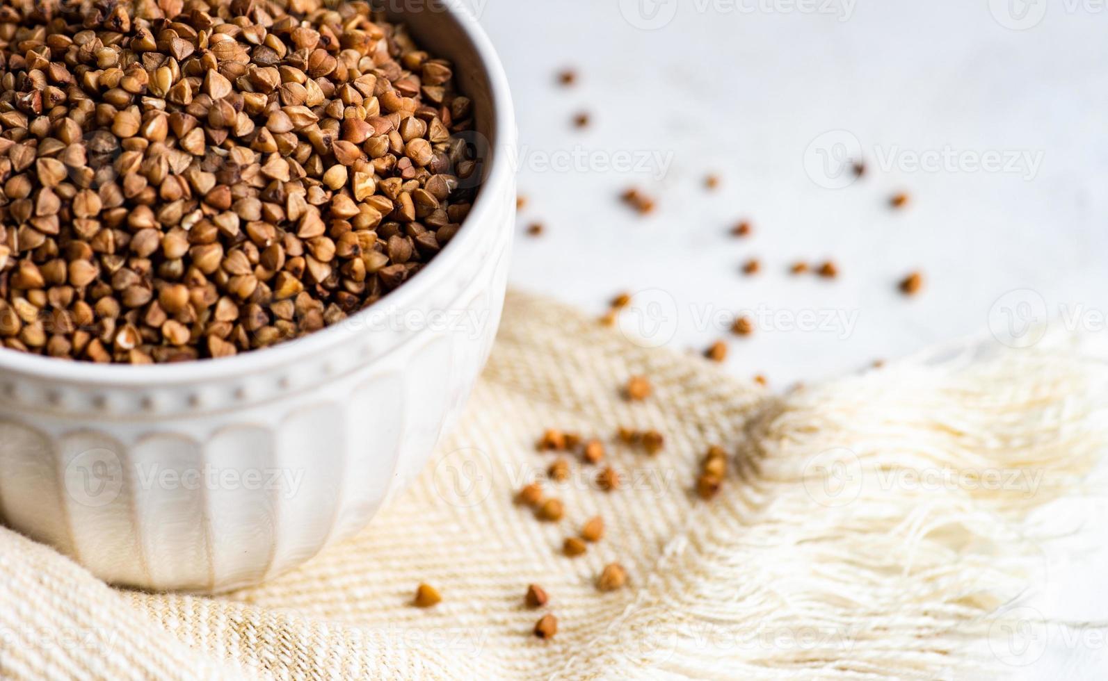Healthy food concept with buckwheat photo