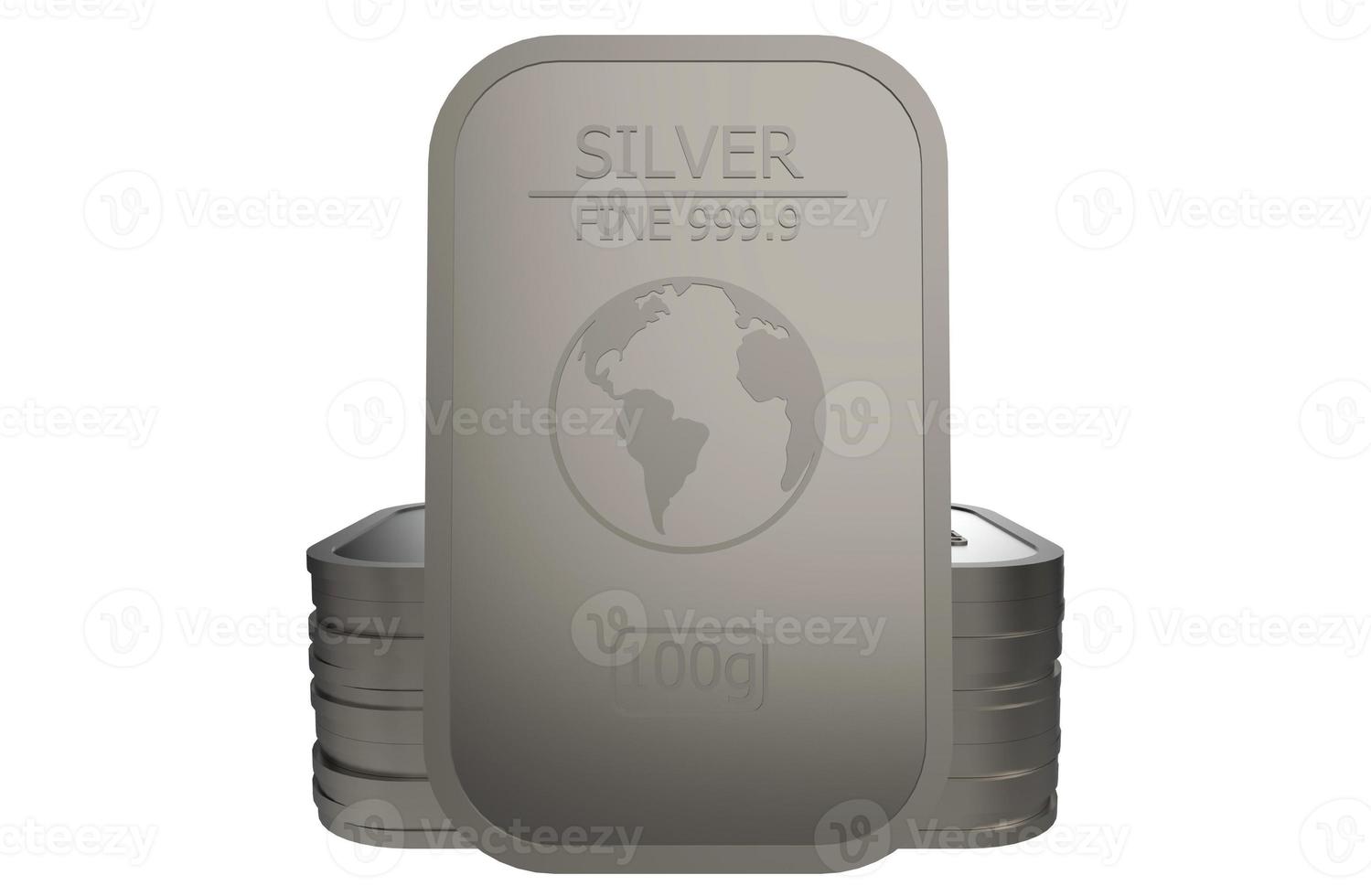 silver bullion bar isolated 3d illustration rendering photo