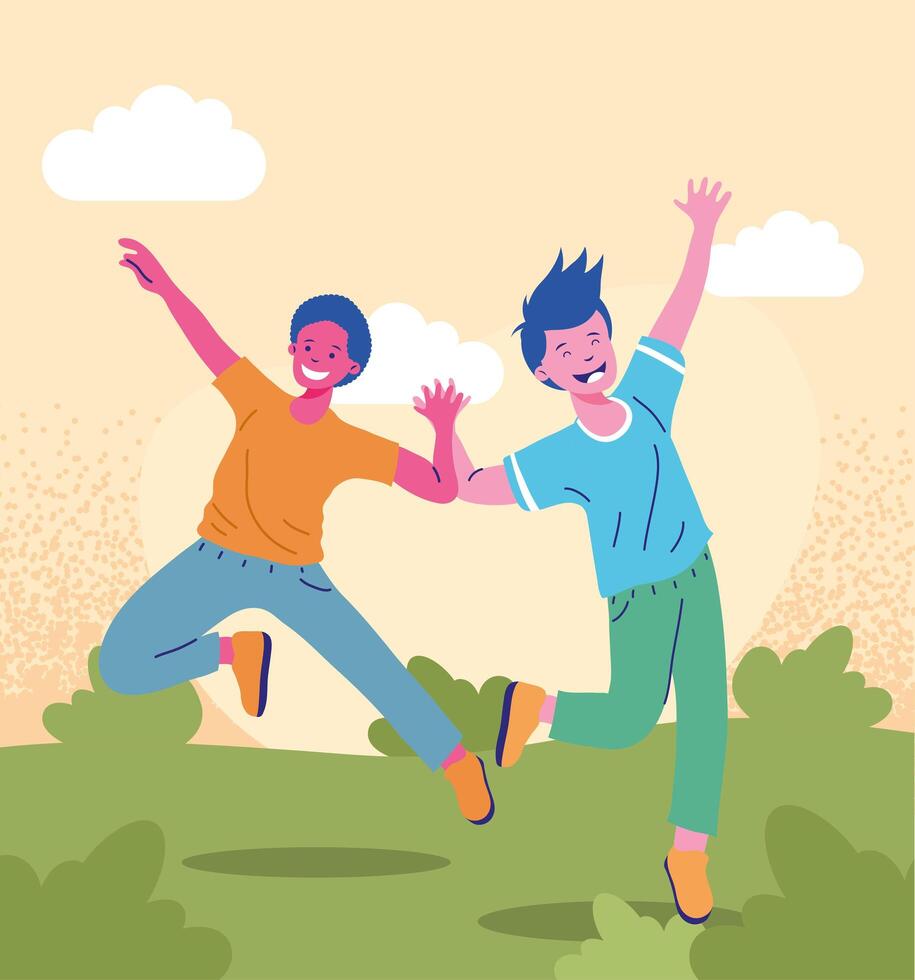 young boys happy vector