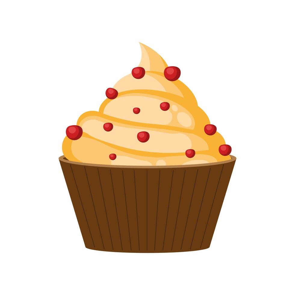 cupcake with red chips vector