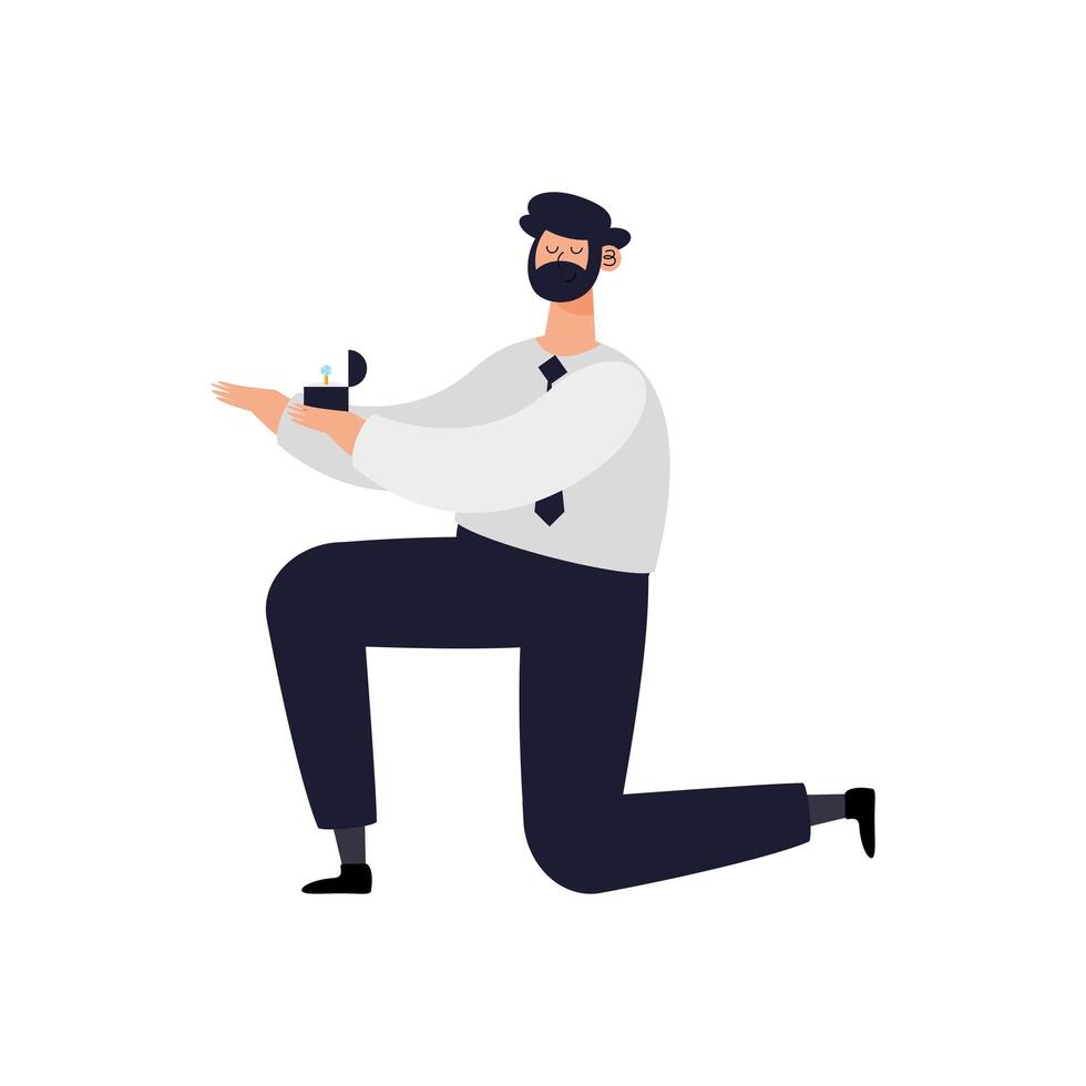 man kneeling with ring vector