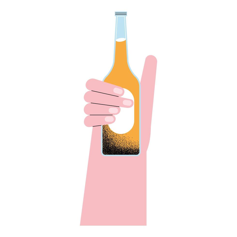 hand with beer bottle vector