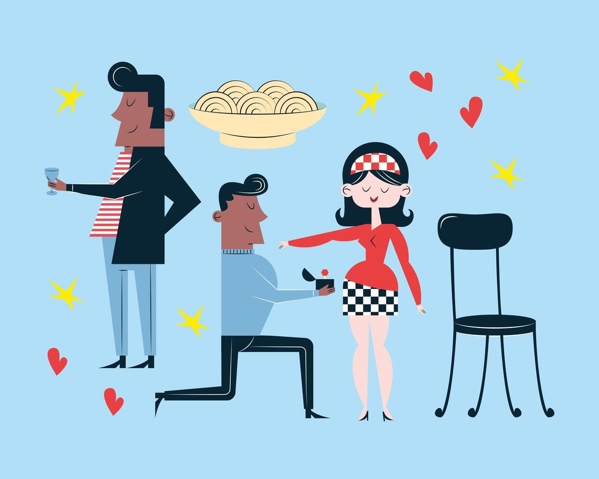 five romantic dinner icons vector