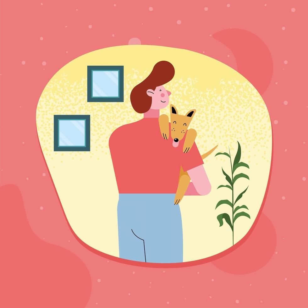 man holding dog vector