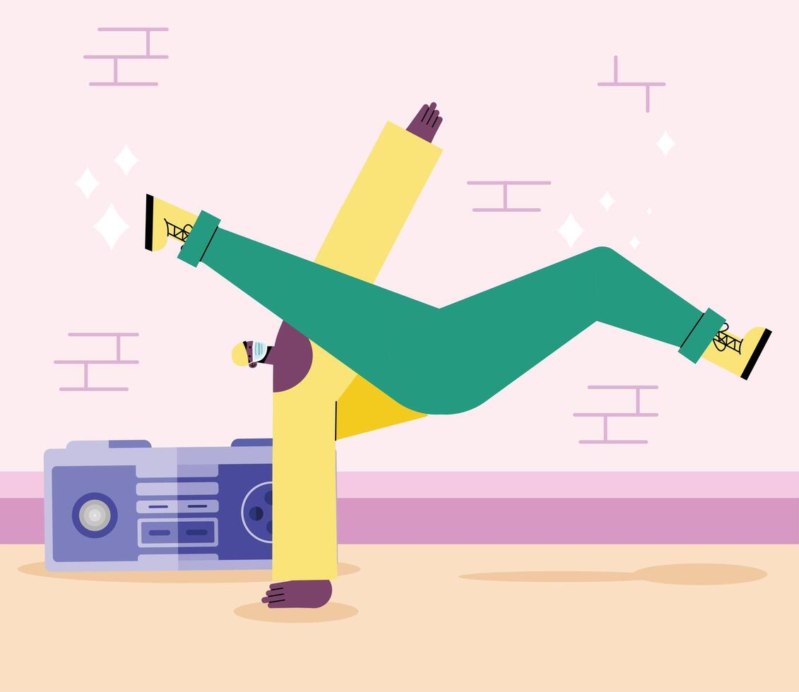 Man break dancing vector