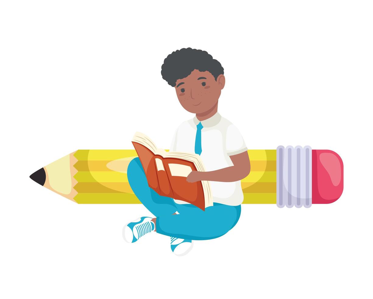 boy with pencil vector