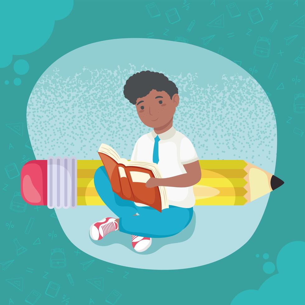 boy reading book vector