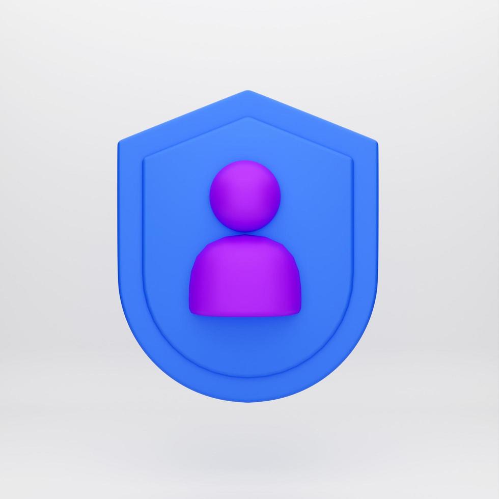 3d cartoon icon shield for mockup template presentation infographic  3d render illustration photo