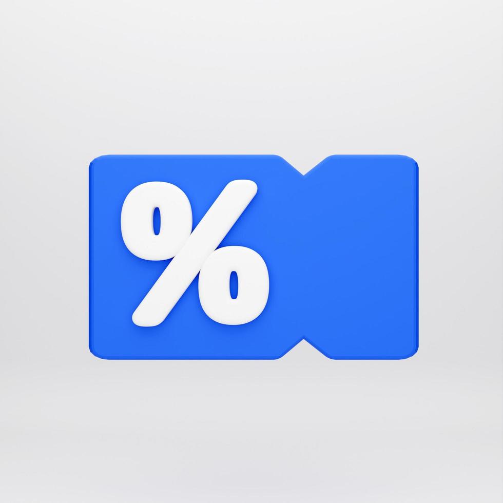 3d cartoon icon discount ticket for mockup template presentation infographic  3d render illustration photo