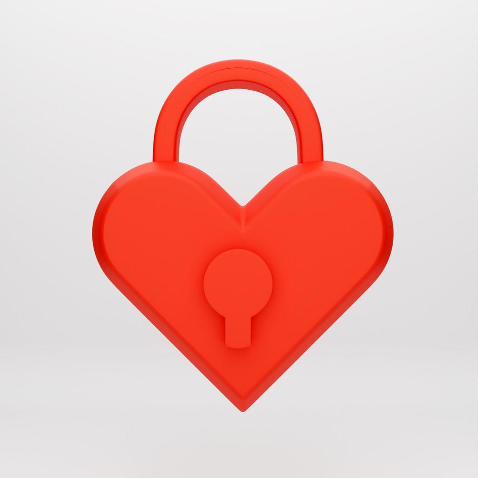 3d cartoon icon love padlock  for mockup template presentation infographic  3d render illustration photo