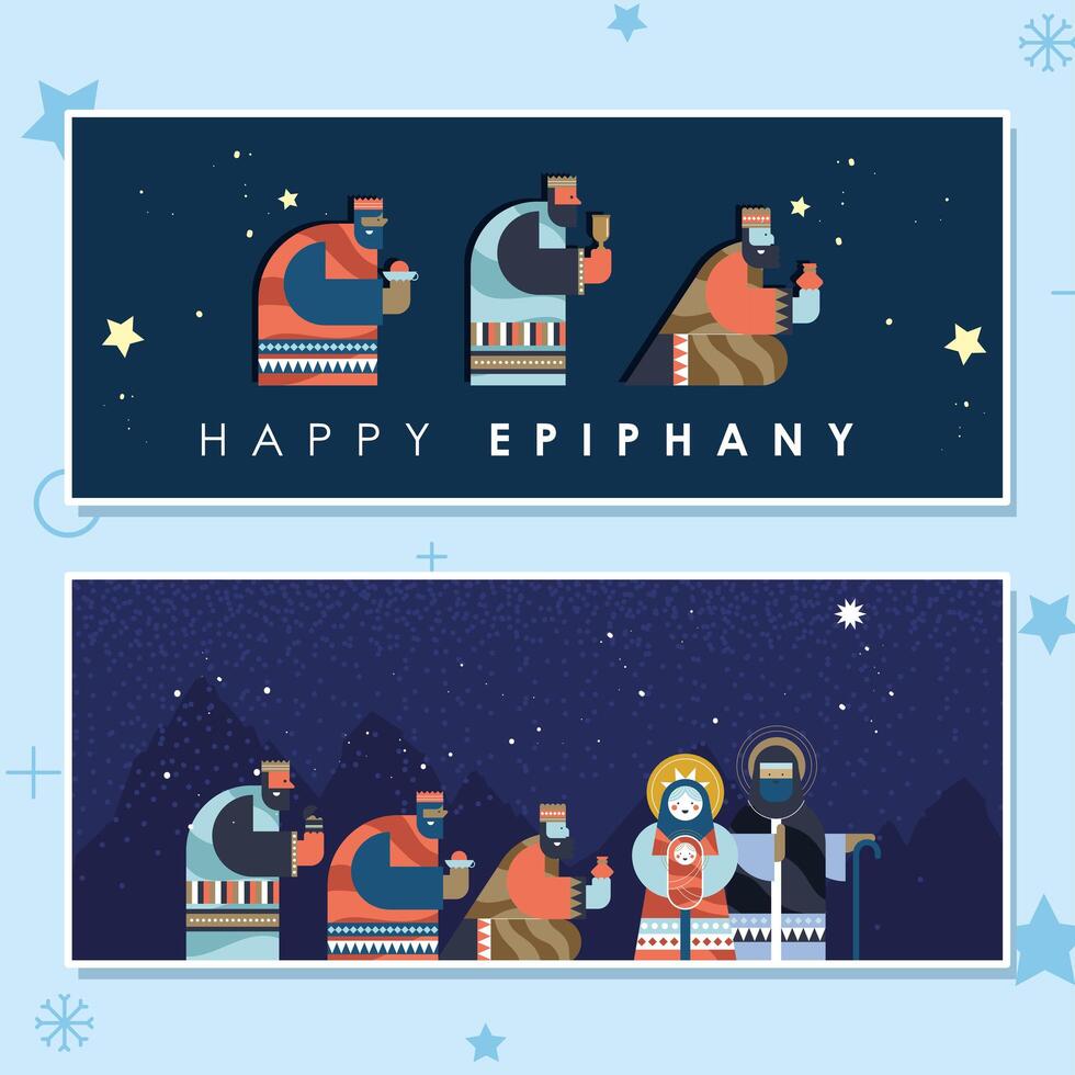 happy epiphany cards vector