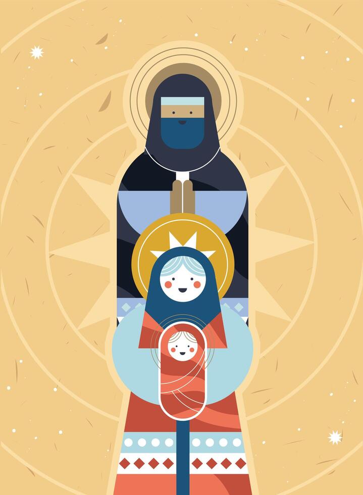 holy family in card vector