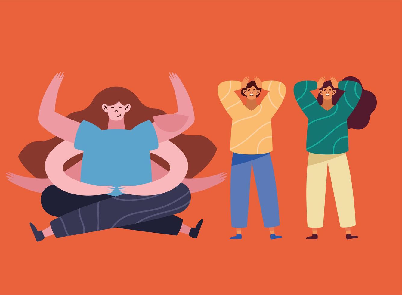multitask three persons vector