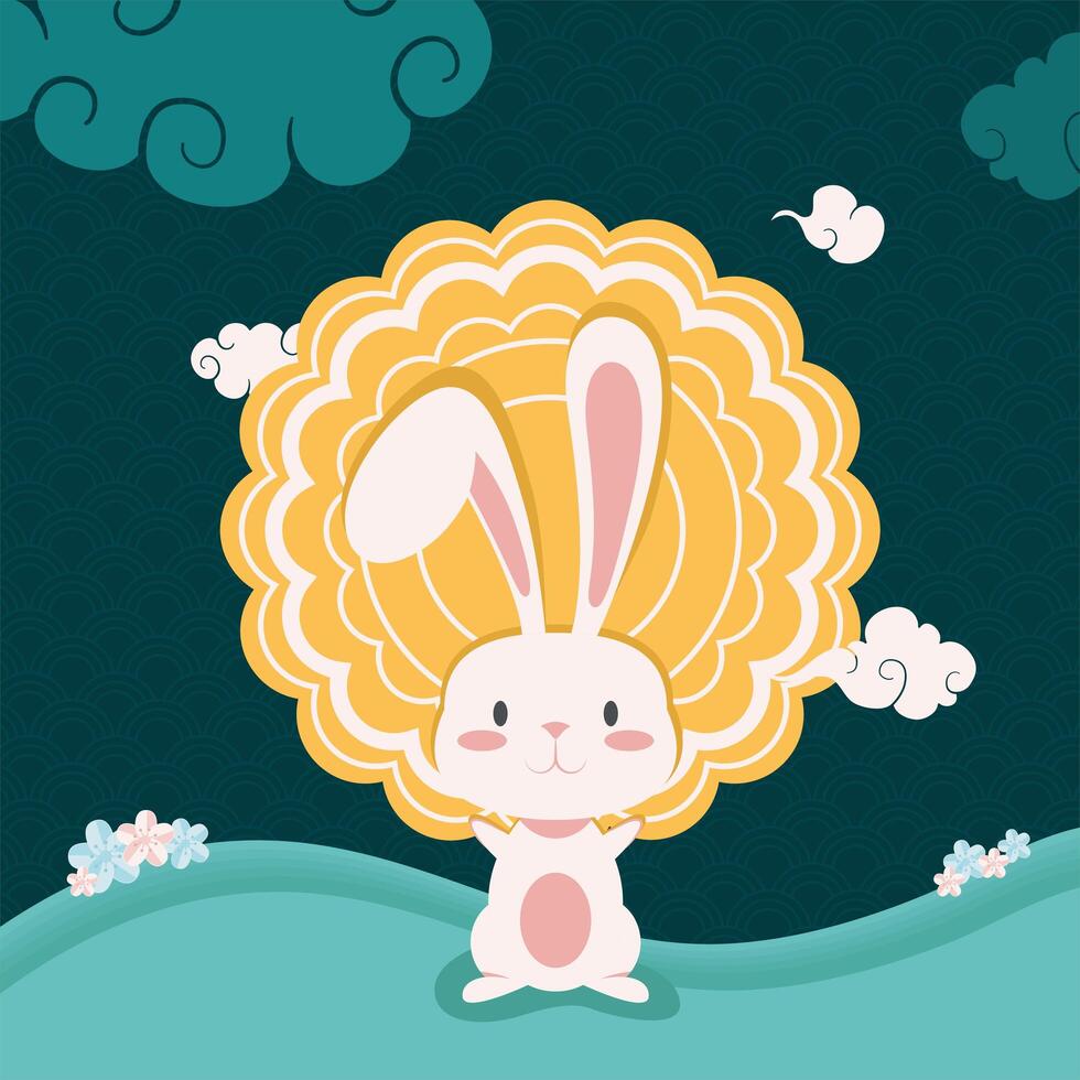 rabbit and chinese lace vector