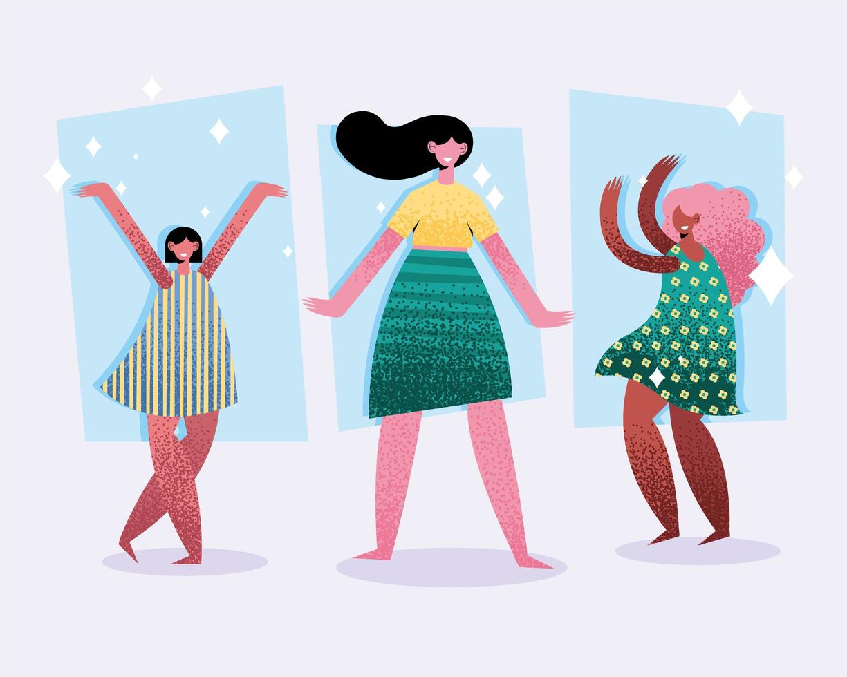 three girls design vector