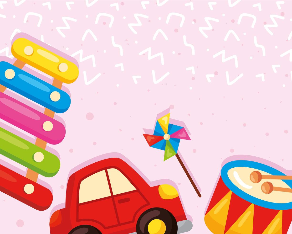 xylophone car drum vector