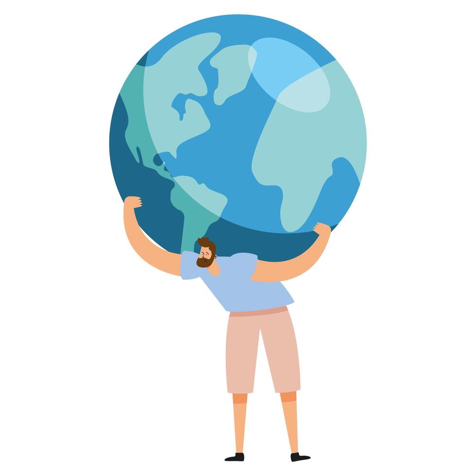 ecologist lifting planet vector