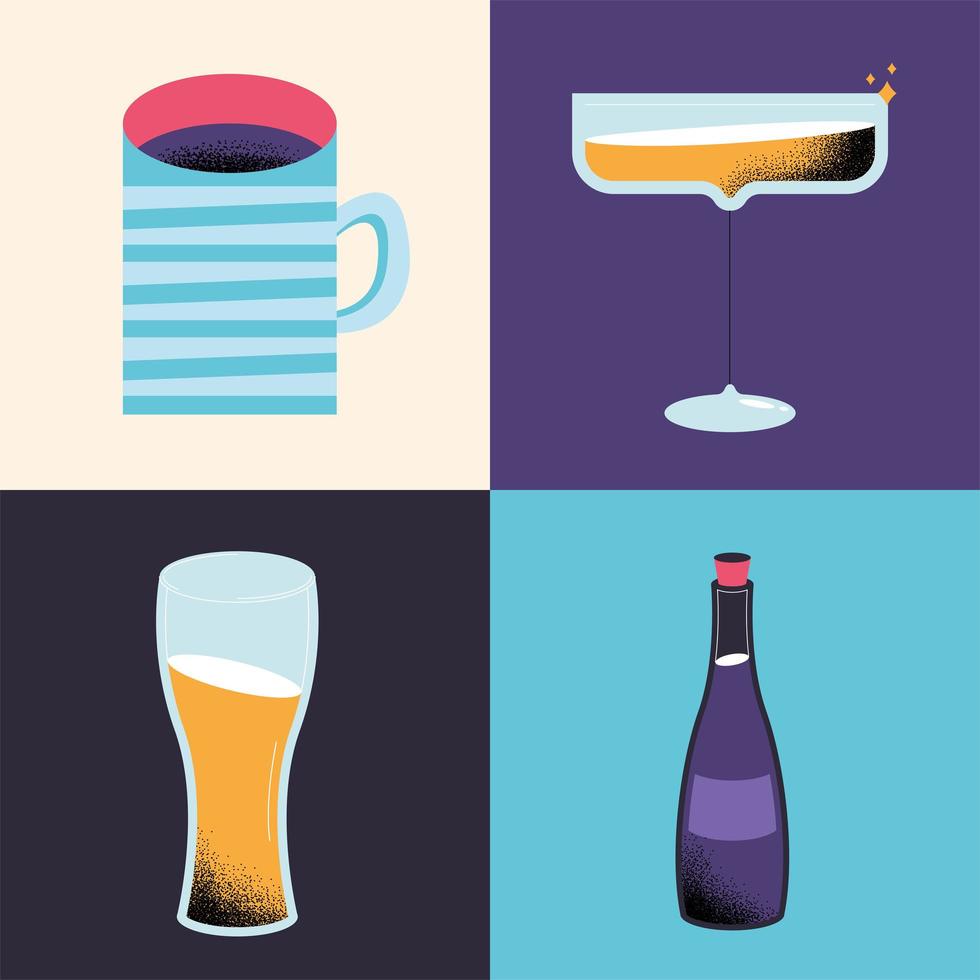 toast cheers four drinks vector