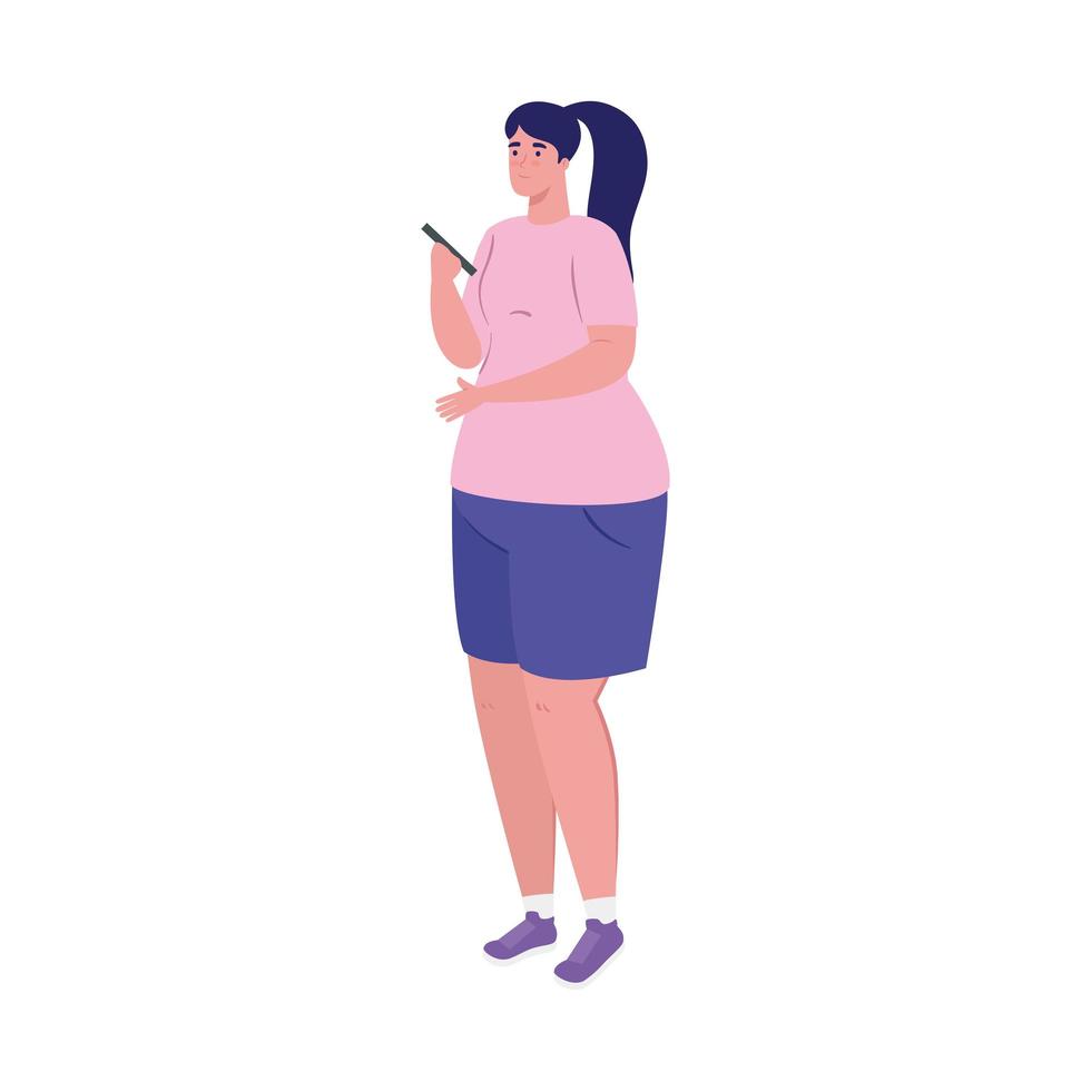 Woman with smartphone chatting vector design