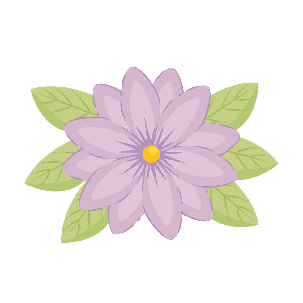 flor morada con hojas de diseño vectorial vector