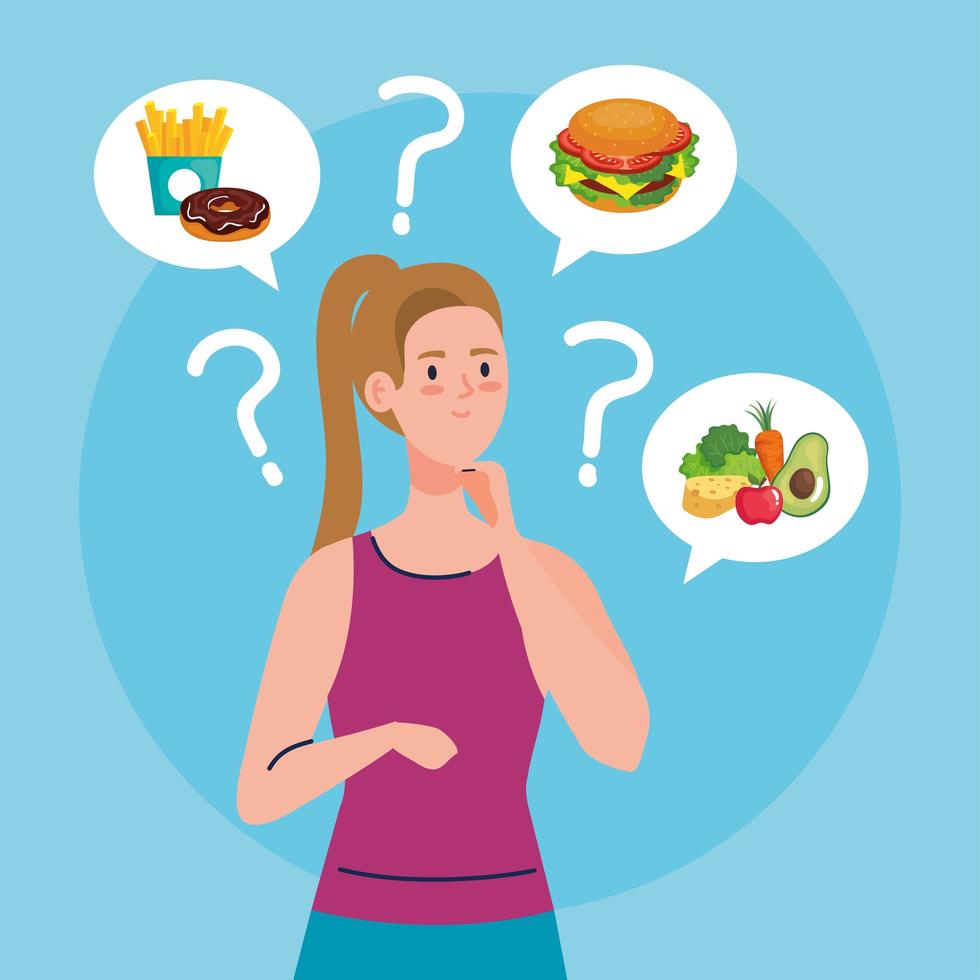 woman thinking what to eat vector design