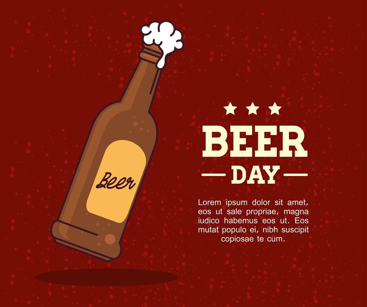 international beer day, august, with bottle beer vector