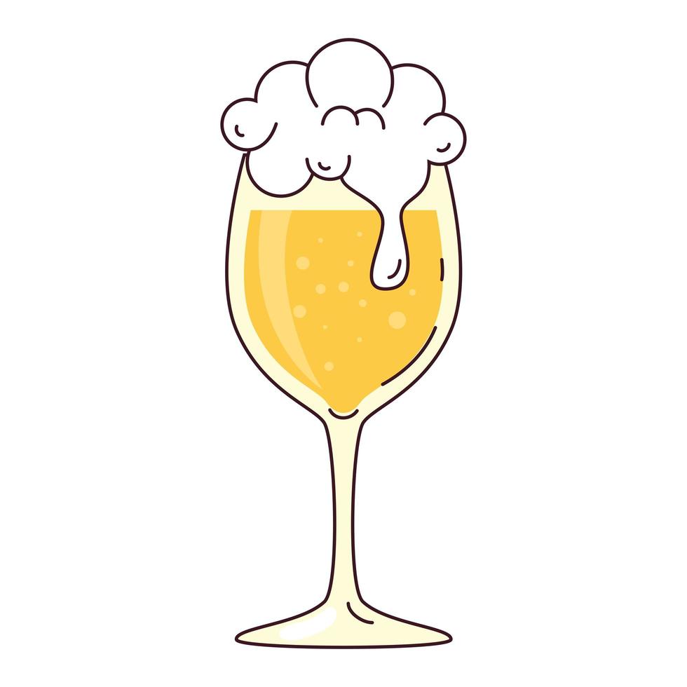 cup glass of beer with froth on white background vector