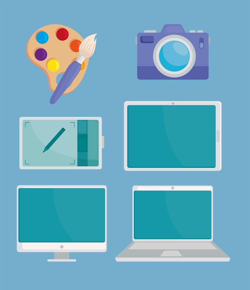 icons with design digital tools vector