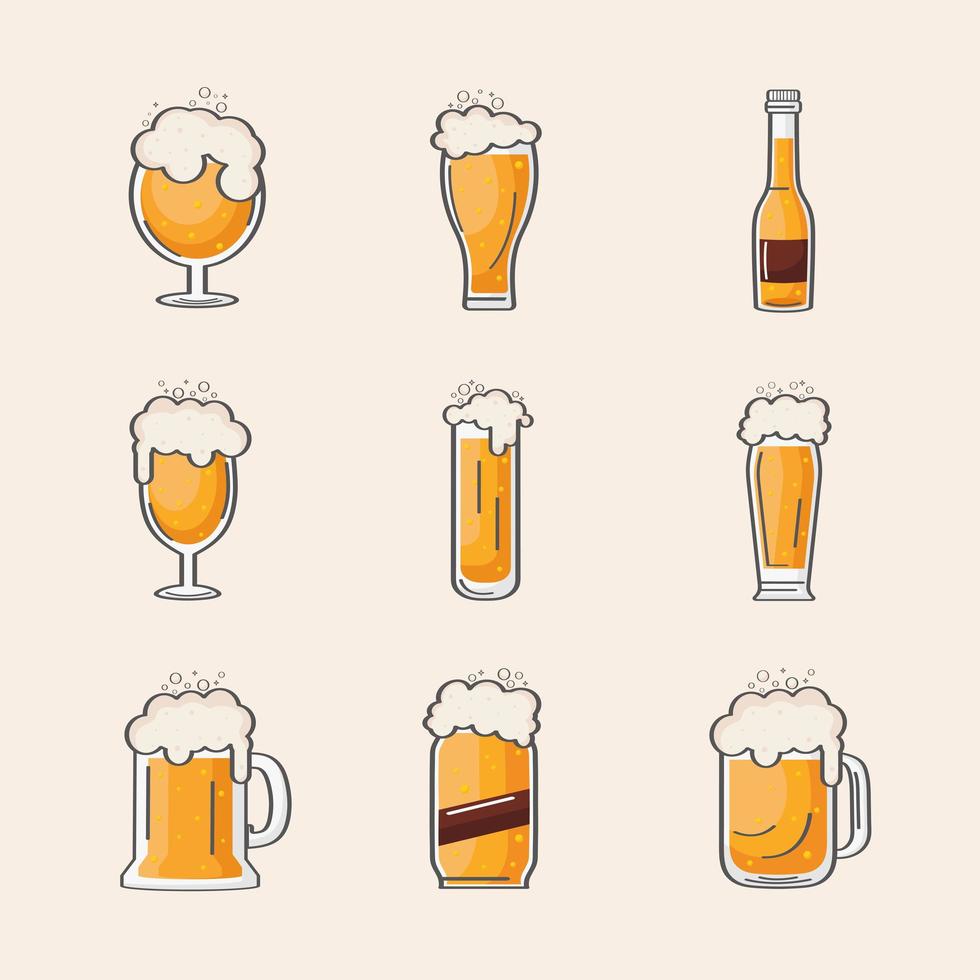 icons with golden beers vector