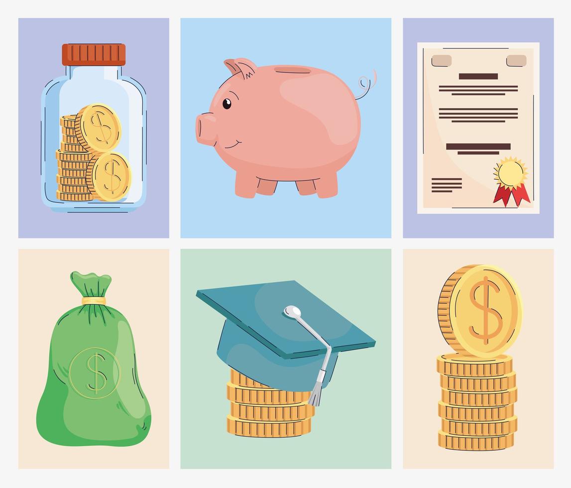 icons debt academic or loan vector
