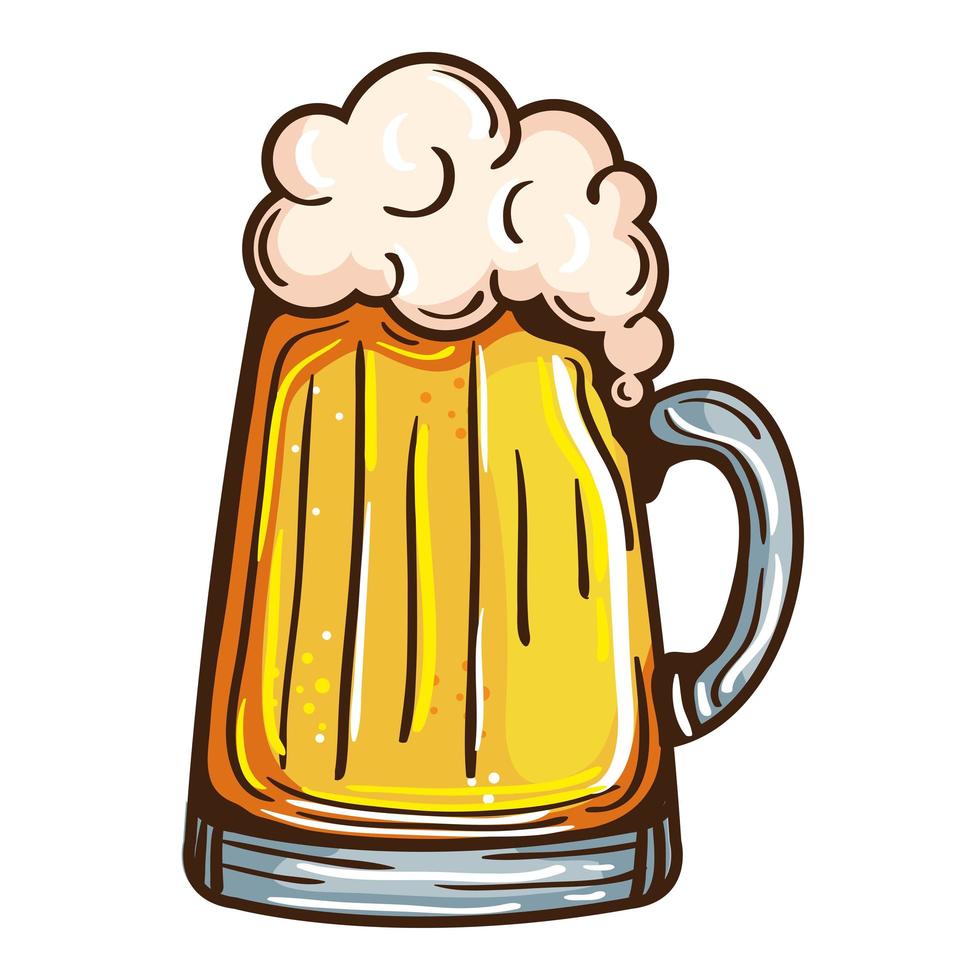 beer in glass cup with foam vector