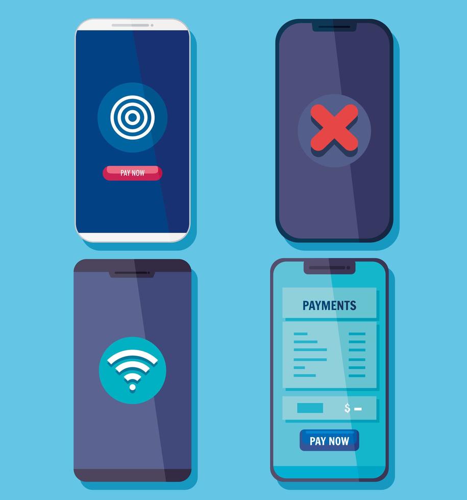 smartphones and mobile payments vector