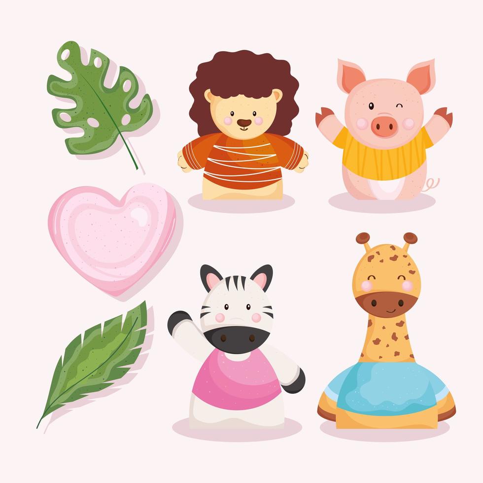 icons with little animals vector