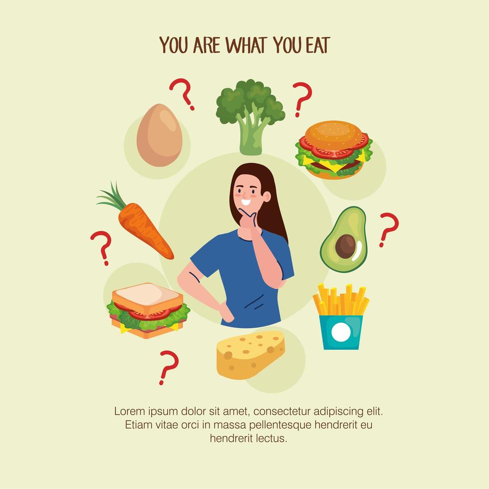 woman thinking what to eat vector design