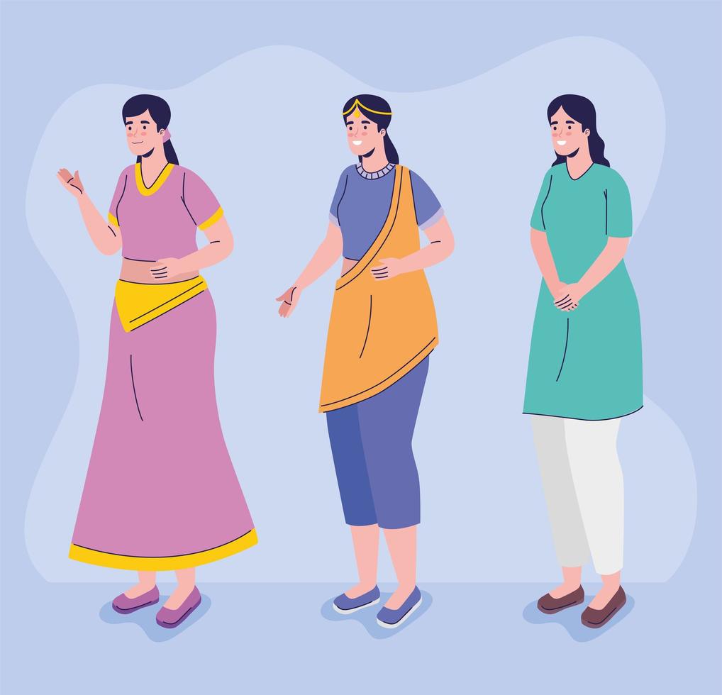 mujeres en ropa hindú vector