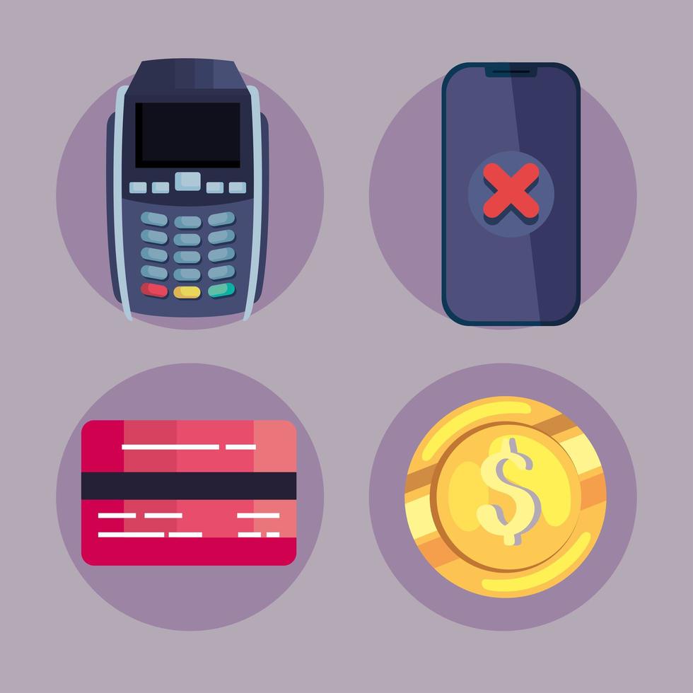 four mobile payment icons vector