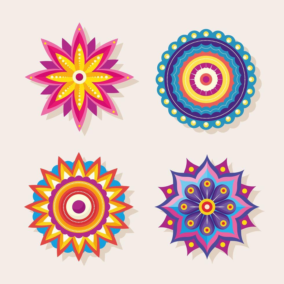 icons indian traditional rangoli vector