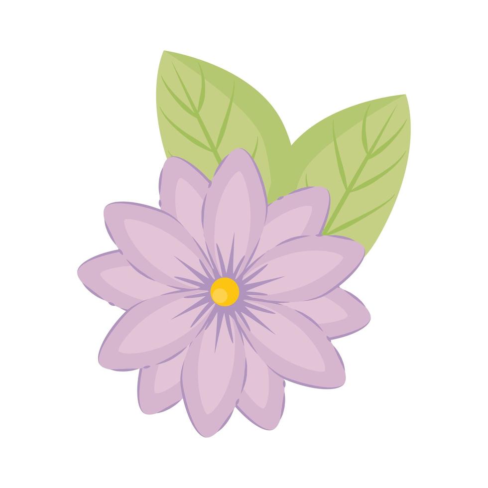 flor morada con hojas de diseño vectorial vector