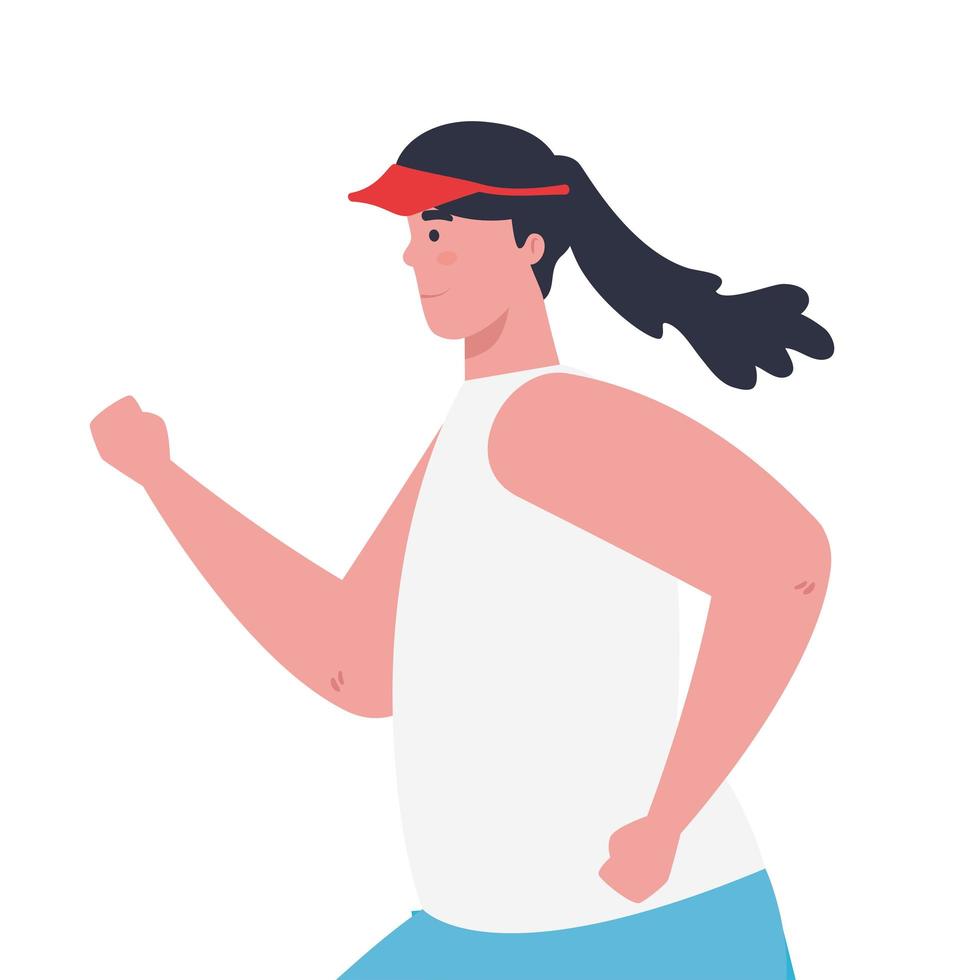 mujer en ropa deportiva jogging, atleta femenina sobre fondo blanco vector