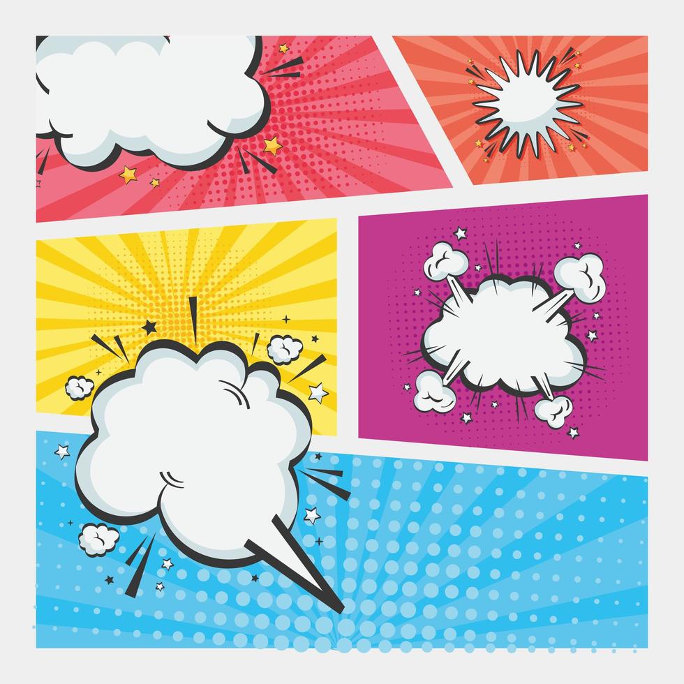 comic speech bubbles in pop art vector